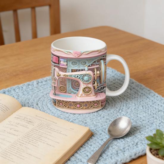 Háčkovaný hrnek Personalizovaný keramický hrnek na kávu Design s háčky a háčkovacími pomůckami Hrnek pro pletařky Dárek pro háčkující maminky Babičku Manželku Dceru