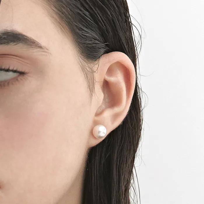 [925 silver] Pureline White pearl earrings 10mm (White) BH6E49641W9XXX