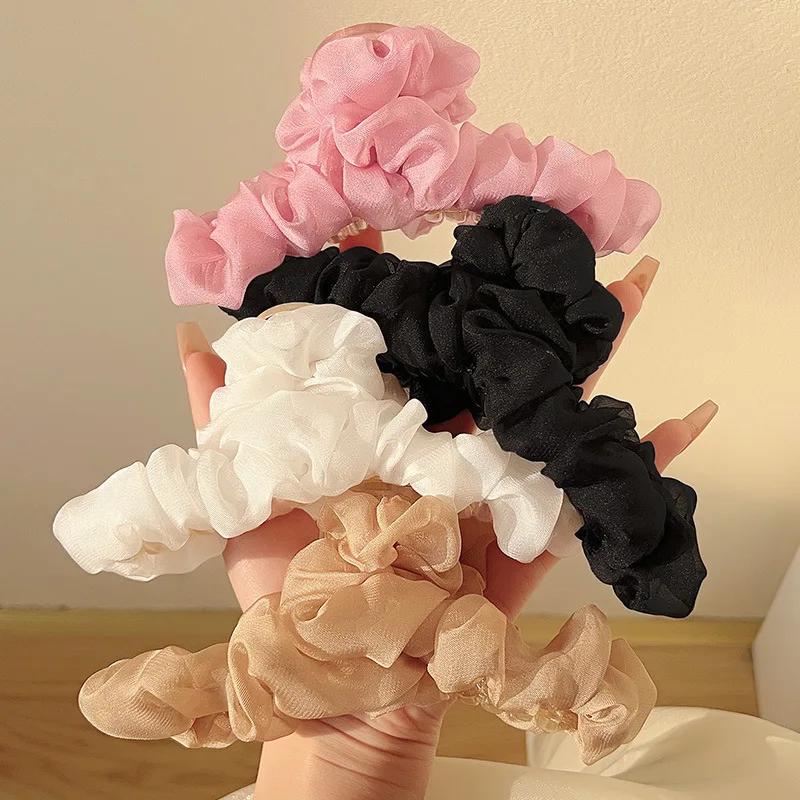 Solid Color Mesh Large Hair Clip for Woman Elegant Temperament Shark Clip Fashion Girl Hair Clamp Hair Accessories