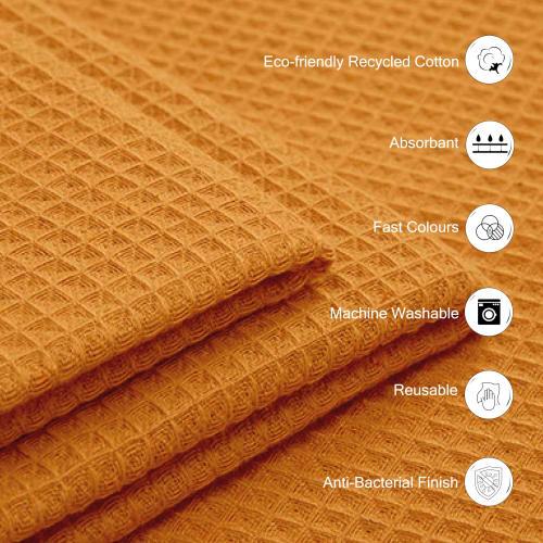 Encasa XO Cotton Dishcloths, 30x30 Cm (12.5"x12.5"), Are Highly Absorbent and Quick-drying. Washable for Easy Care. Super-soft, Multi-purpose Kitchen