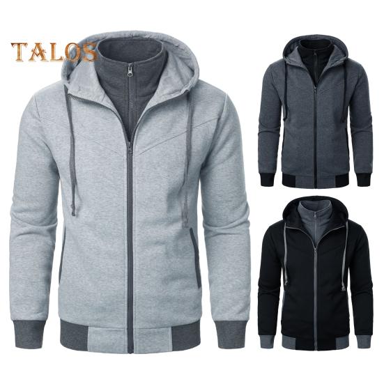 Мужское осенне-зимнее пальто с капюшоном и двойными карманами — фото 9