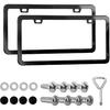 2PCS Matte Black License Plate Frames, License Plate Holder, 2 Holes Car Licence Plate Covers with Screws Washers and Caps, Universal Car Accessories