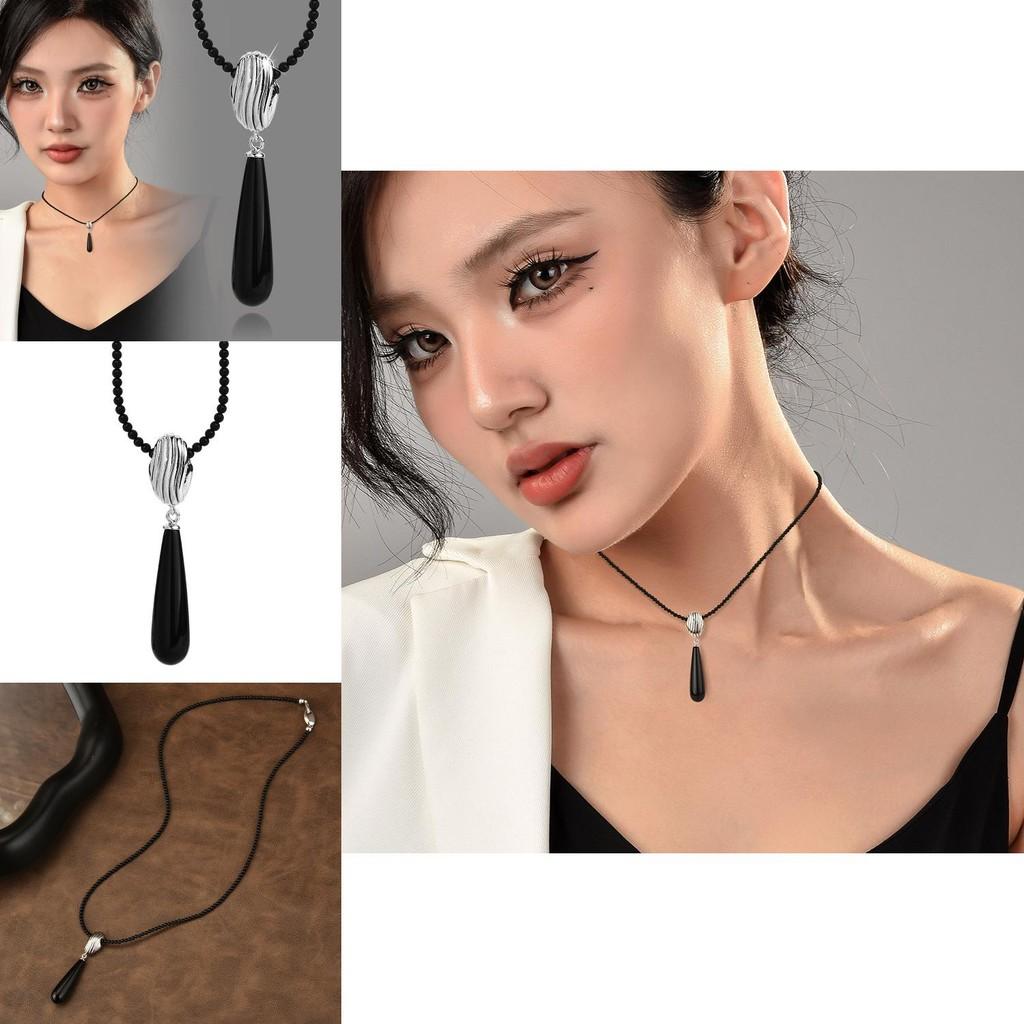 Contemporary Black Onyx Pearl Necklace With Exquisite Gemstone Inlays And Geometry