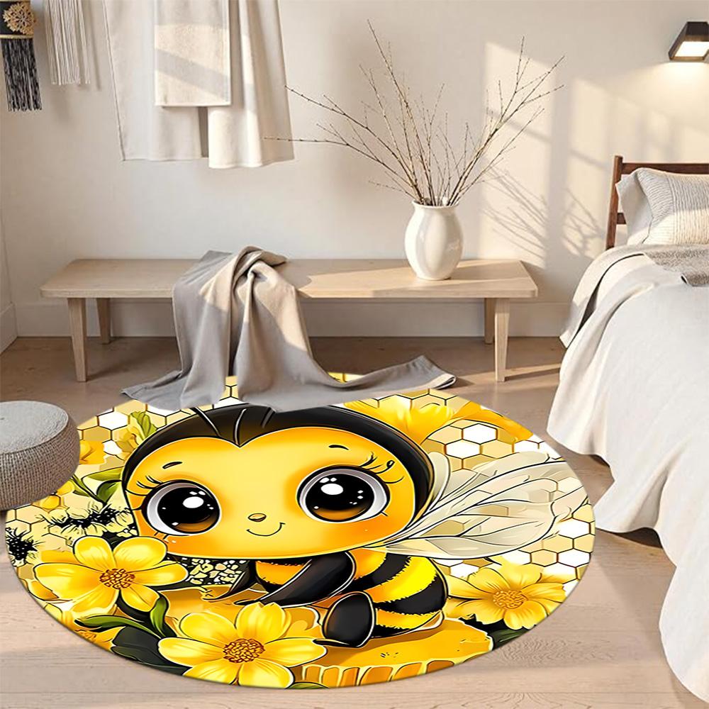 Bee Round Carpet Suitable for Dormitory Study room Balcony Game Room Anti-slip Round Rug Office home decor Wedding Party Gift