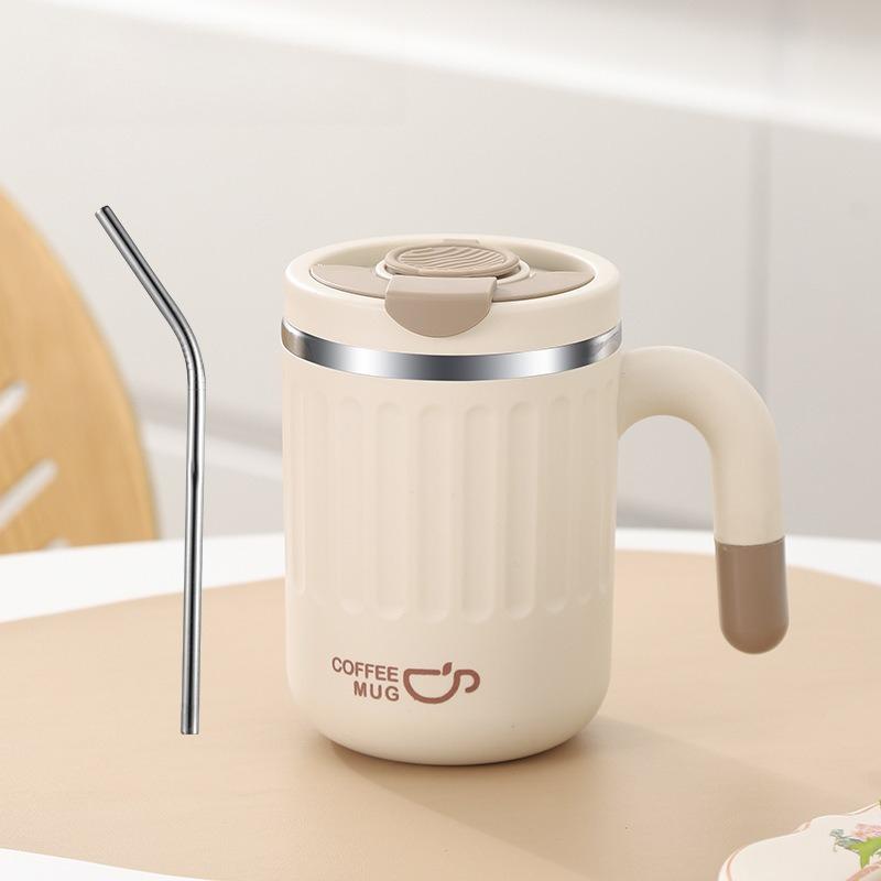 480ml Stainless Steel Insulated Drinking Cup Leak-Proof Thermal Coffee Mug with Handle and Lid Portable Teacup Container