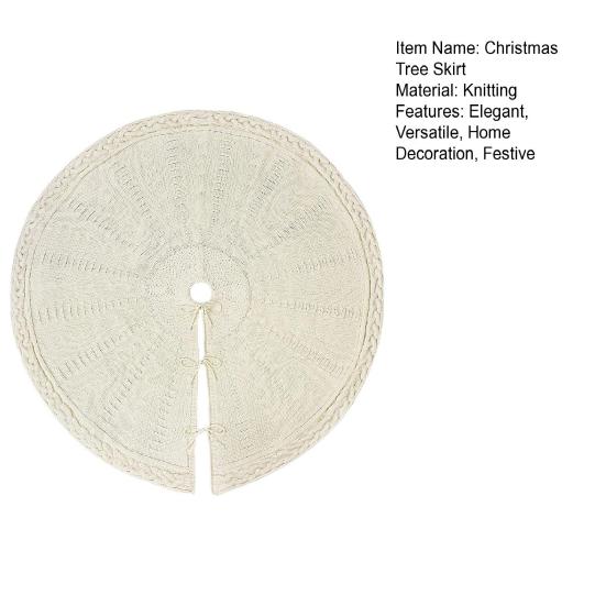 Christmas Tree Skirt Red/White Tree Skirt Knit Thick Rustic Xmas Tree Decoration for Winter Holiday Tree Mat Decor
