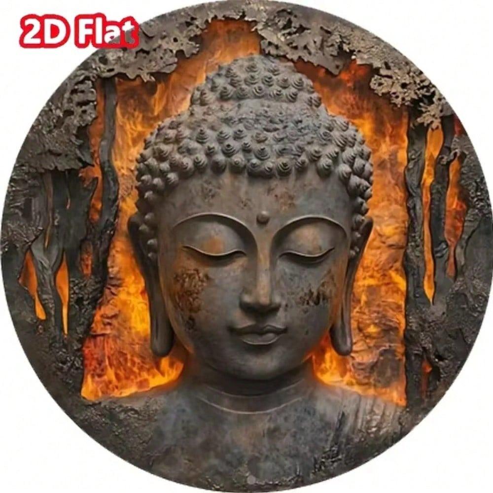 Buddha Head Tinplate Wall Art, Vintage Metal Sign for Bar Kitchen Decor