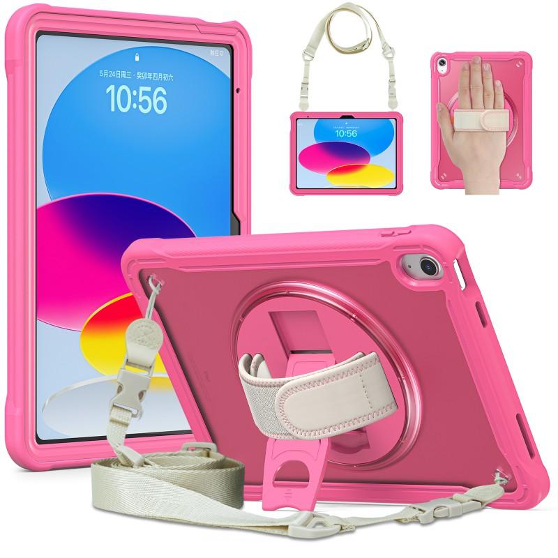 IPad 10th Gen 10.9 Inch Protective Case With Kickstand Wrist Strap Shockproof Hard Shell Cover In PC Material
