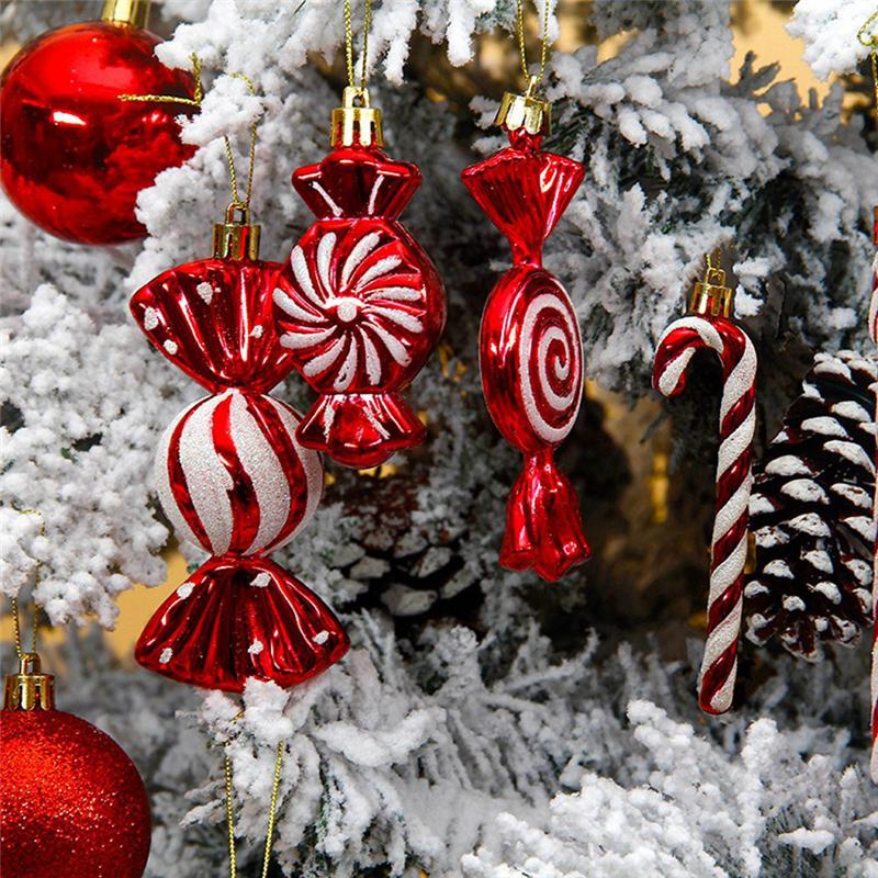 M-Modern-36Pcs Christmas Ball Christmas Tree Hanging Pendants Printed Shaped Pendant Christmas Spheres