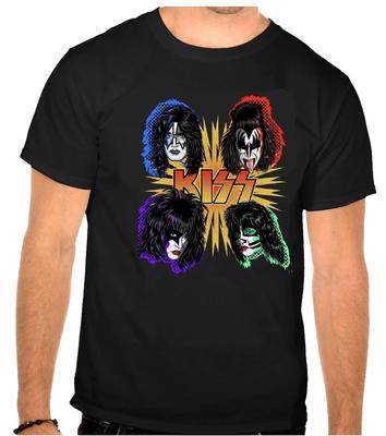 KISS Rockmusik Logo Schwarzes T-Shirt -1294-