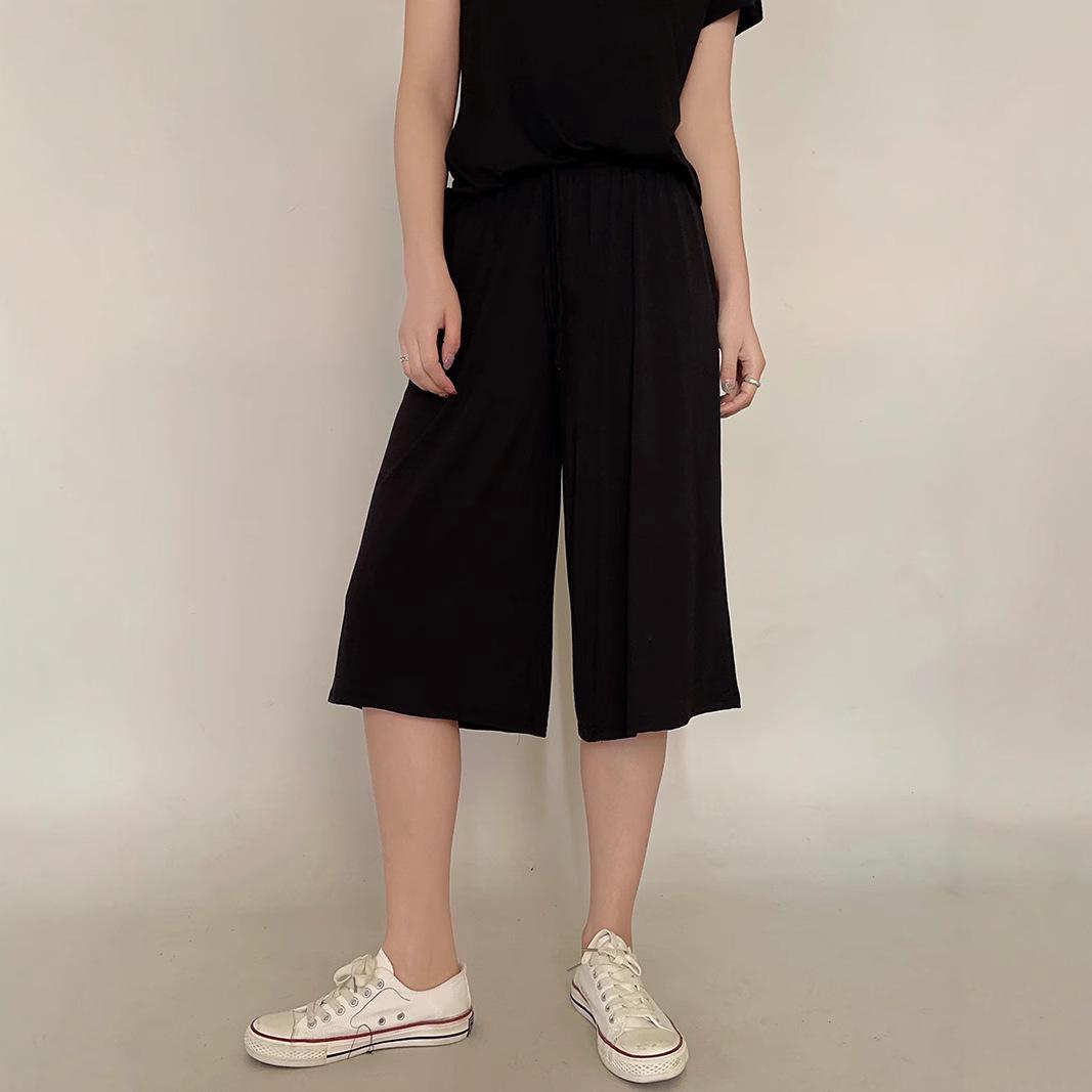 

2025 New Modal Slimming High Waist Wide-Leg Capris - Plus Size, Elastic, Loose Fit, Thin Summer Design 2XL