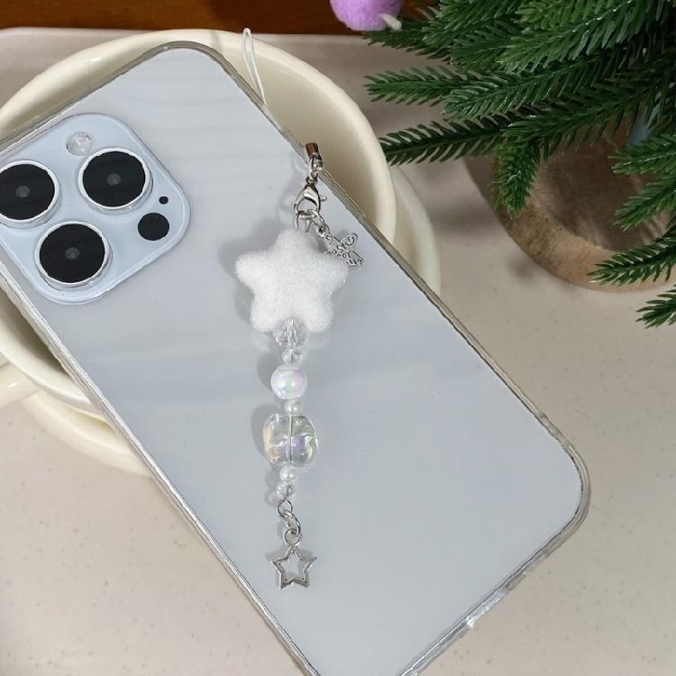 Unique Flocking Snowflake Star Phone Charm Winter Phone Jewelry Fashion Phone Ornament for Trendy Women Seeking Winter