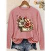 Women's Casual Long Sleeve Round Neck T-Shirt with Floral and Star