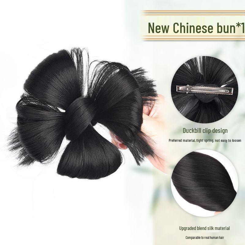 Golden Thread Chinese Five-Strand Fishtail Braid Ponytail & Flower Bun Bridal Hair Robe for Photography