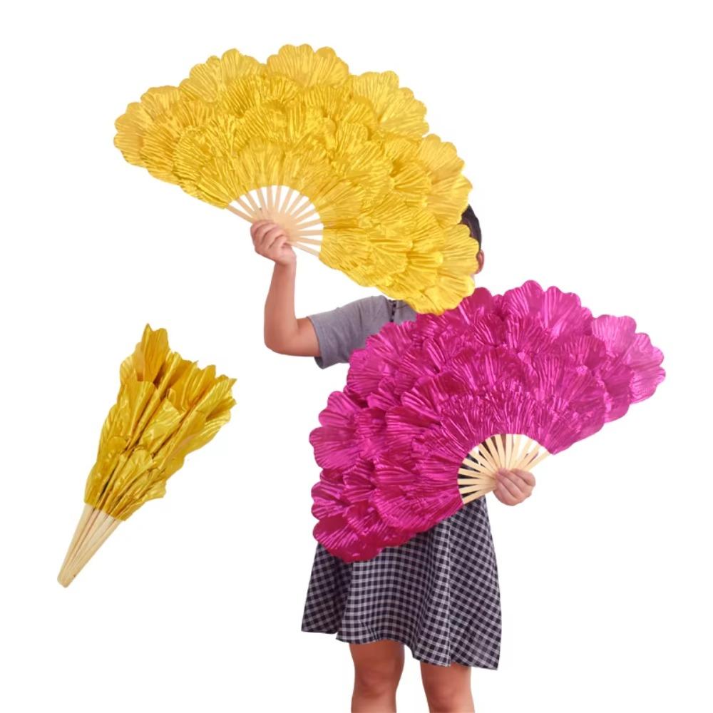 Bamboo Frame Peony Petal Dancing Fan Multi-layered Flower Folding Fan Yangko Performance Fan  Gift