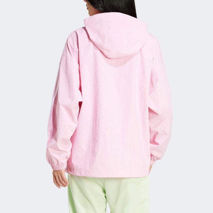 Adidas Originals Three-Stripe Logo Embellished Long Sleeve Jacket Soft Casual Daily Sports Outerwear Women Pink IR8098
