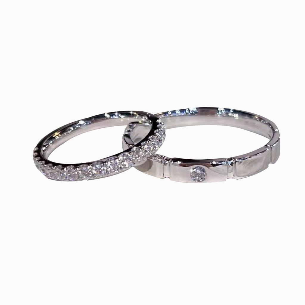 Sugar Cube Couple Ring Niche Lamp Luxury High-End Design Female Ins Live Pair Ring Simple And Versatile Ring Premium