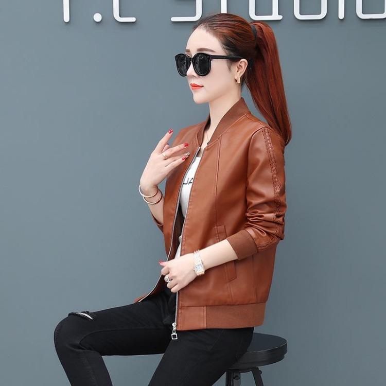 

Autumn Winter Leather Jacket Women Slim Short PU Casual Coat Large Size Jacket M