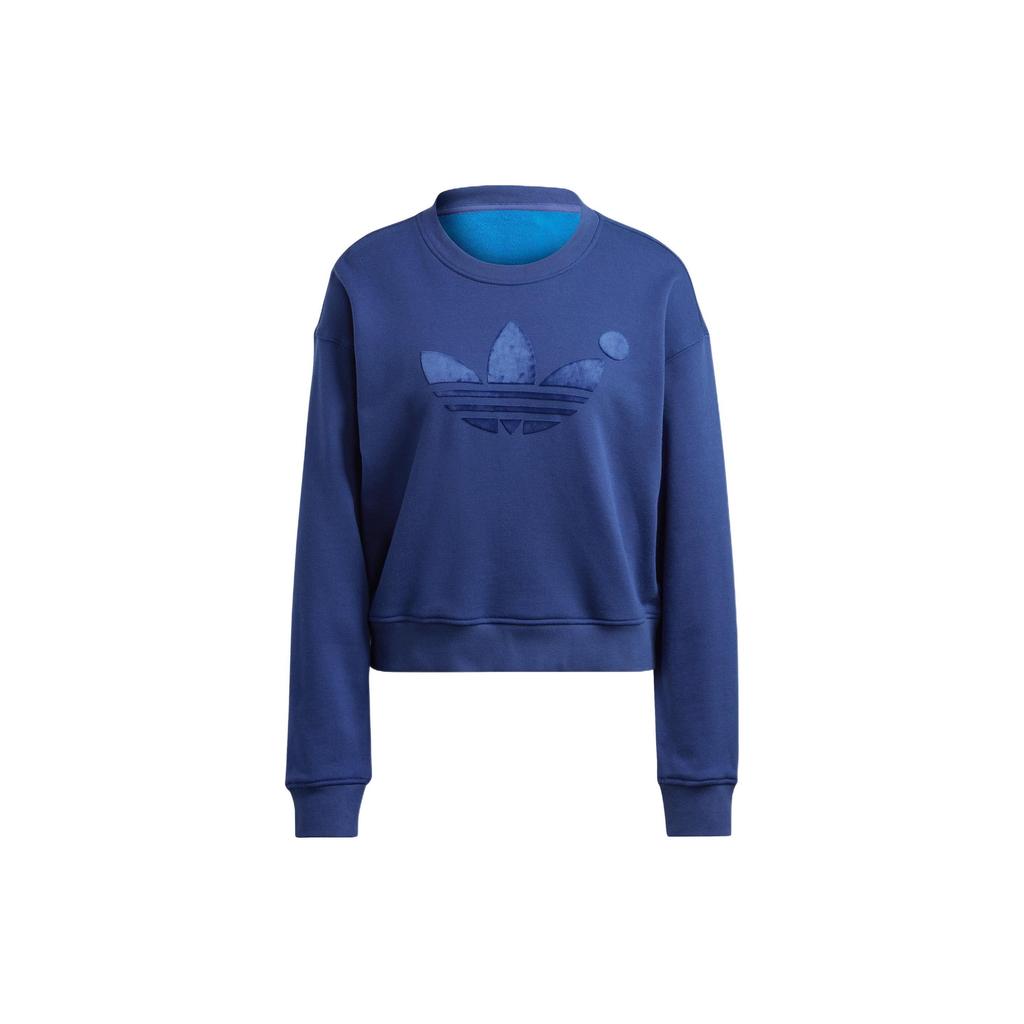 Adidas Originals Blue Version Crew Sweatshirt Logo Print Long Sleeve Round Neck Women Sweatshirt IB4551