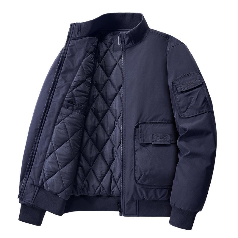 

New blue jacket men s coat thickened cotton thermal stand-up collar large size casual cotton-padded clothes high quality windproof 5XL