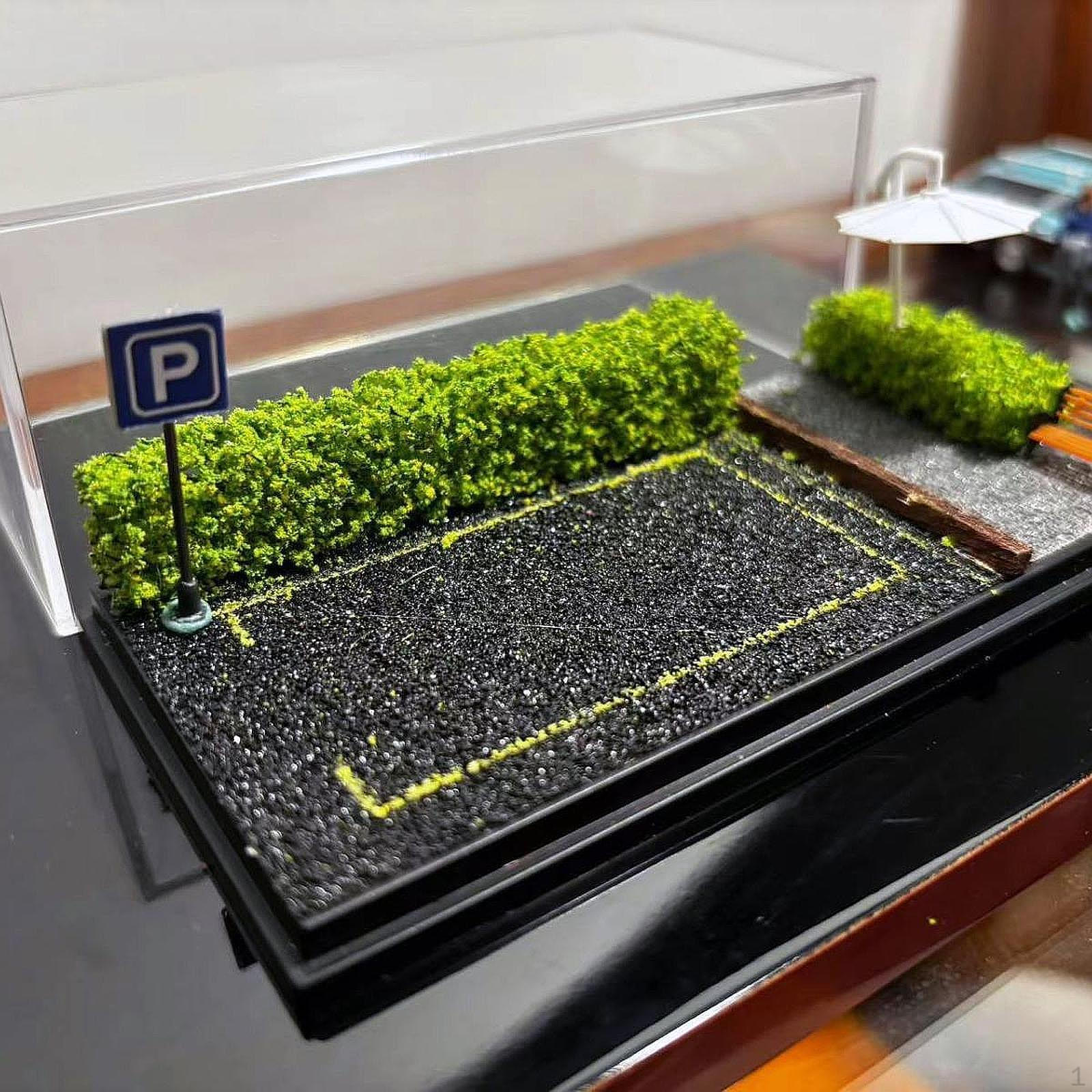 

1/64 Литой под давлением автомобиль Витрина Диорама DIY Парковочная база для игрушечных машинок Green Flower Shrub