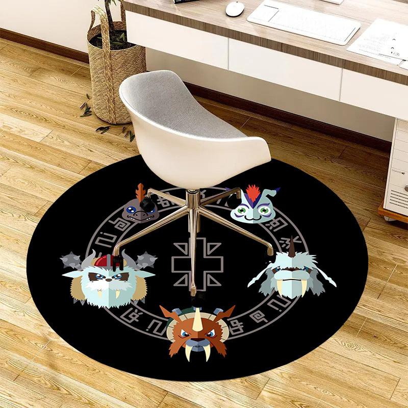 1pc Fantasy Beast Emblem Round Carpet, Made of Polyester,Perfect for Decorating Office Chairs, Living Rooms,fplt275