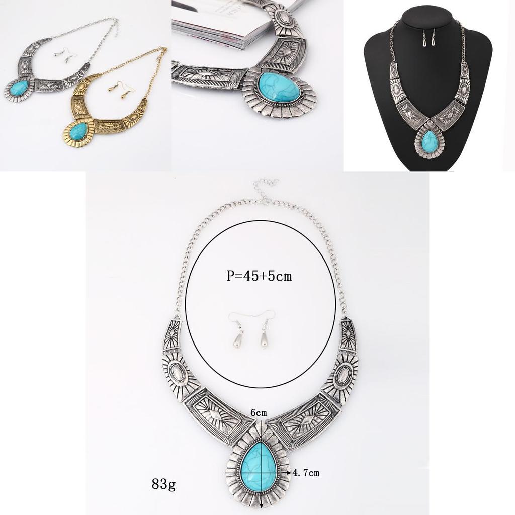 Retro Geometriskt Legeringshalsband Med Vattendroppshänge För Modefans