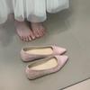 Spring and summer 2025 new flat shoes French versatile pointed inner height increase with skirt shallow mouth splicing commuter shoes