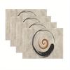 4pcs Runner da Tavola Bohemien – Design Astratto a Spirale d'Inchiostro, Stile Lino Beige, Decorazione Minimalista per Sala da Pranzo, Picnic e Uso Domestico