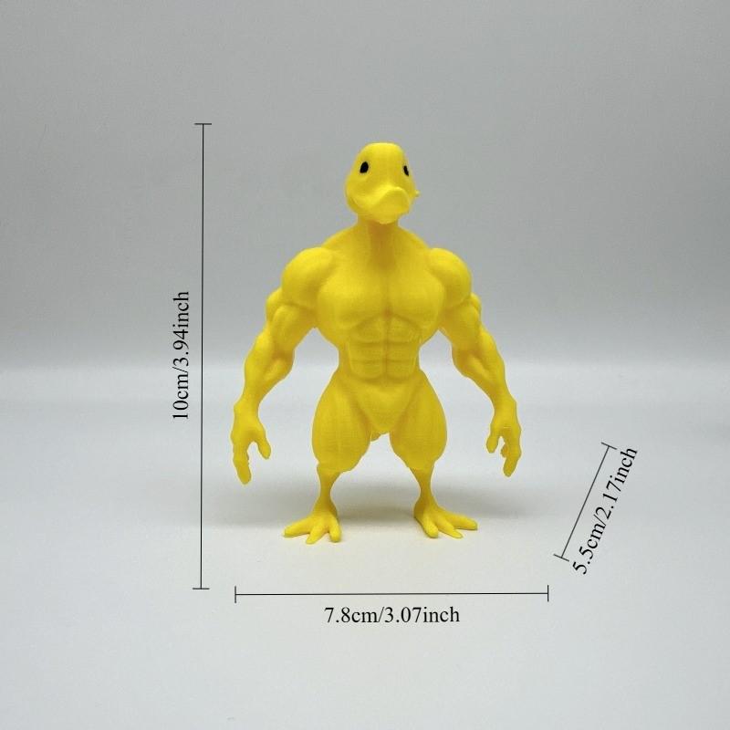 Animal Cute Muscle Duck Statue 3D Printed Duck Sculpture Novelty Desktop Ornament Multi-Functional Indoor And Outdoor Decoration