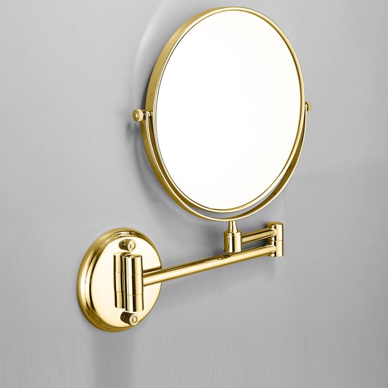 Or brossé Rond Miroir de Salle de Bain Mural Miroir LED Maquillage Grossissant 1X3X Double Face Rotatif Miroir de Rasage de Salle de Bain