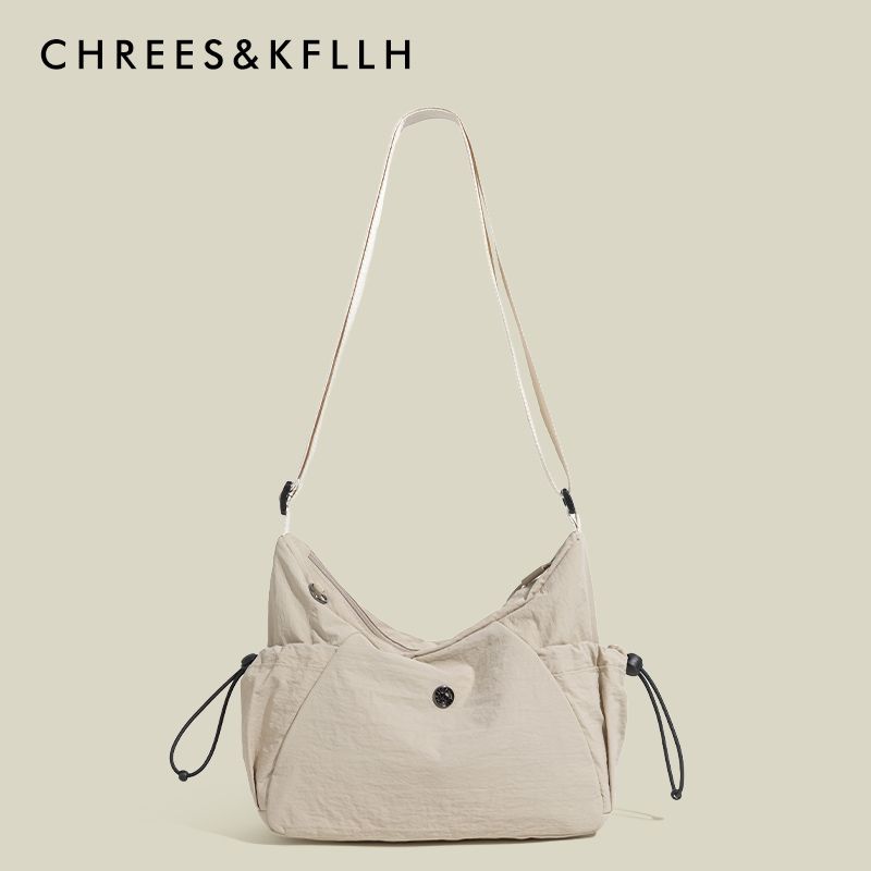 

Chrees & Kfllh Korean Style Lightweight Nylon Cloth Bag Women 2025 New Large Capacity Commuter Shoulder Messenger Bag Glutinous rice White