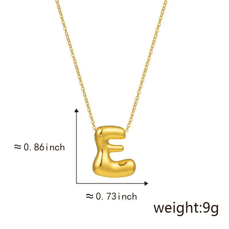 Cute Smooth Letter Necklace, Chubby Pendant, European and American Fashionable and Simple Collarbone Chain