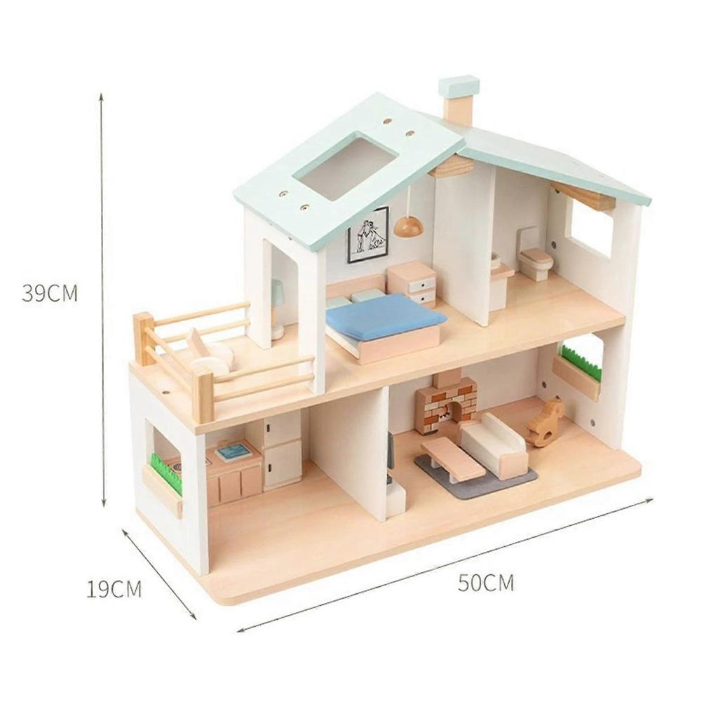 Casa de Muñecas de Madera de 2 Pisos Casa en Miniatura con Jardín para Bebés Niños Niños