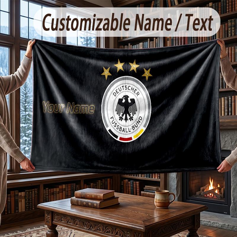 Custom Name Flannel Throw Blanket Germany national football team Pattern Warm Home Decoration