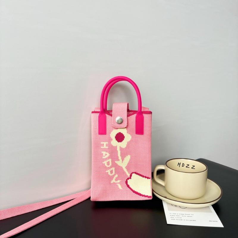 Mobile phone bag flower knitted bag niche versatile shoulder messenger bag trendy tote bag flower knitting