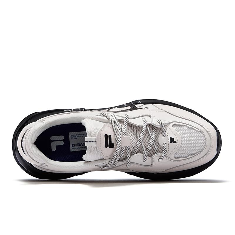 Fila Fusion Bubble Shoes Fashion Trend Versatile Height Increasing Low Top Dad Shoes Women Sneaker Off-White Black T12W521010FWB