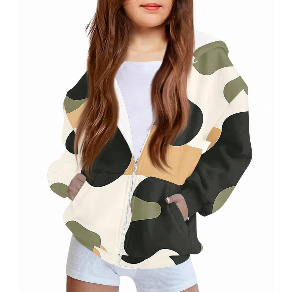 Children's Fashion Christmas Printed Long Sleeved Hooded Sweatshirt Girls' Hoodie Jacket