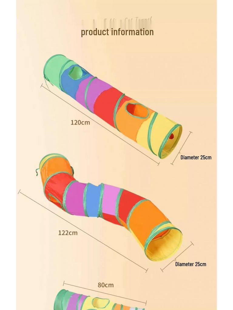 Tęcza tunel dla kota: Składana zabawka dla kociaka zapewniająca rozrywkę