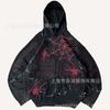 American Flame Skull Frame 3D Printed Hooded Sweatshirt, Vintage High Street Loose Trendy Brand Pullover Sweatshirt