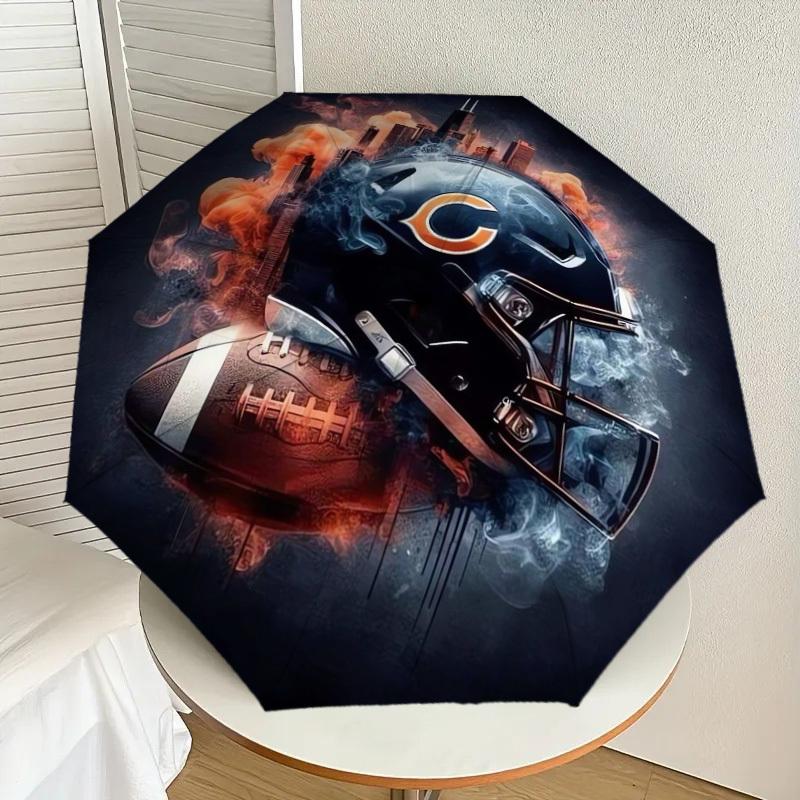 1pc Chicago Bears Helmet Artwork Umbrella with Plastic Handle,Suitable for All Seasons Home Travel Outdoor UmbrellaDD451