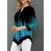 Nowa Damska Koszulka Casual z Nadrukiem z Nieregularnym Dołem, Okrągłym Dekoltem i Rękawami 3/4, Plus Size, Jesienna Luźna Bluzka Pulower