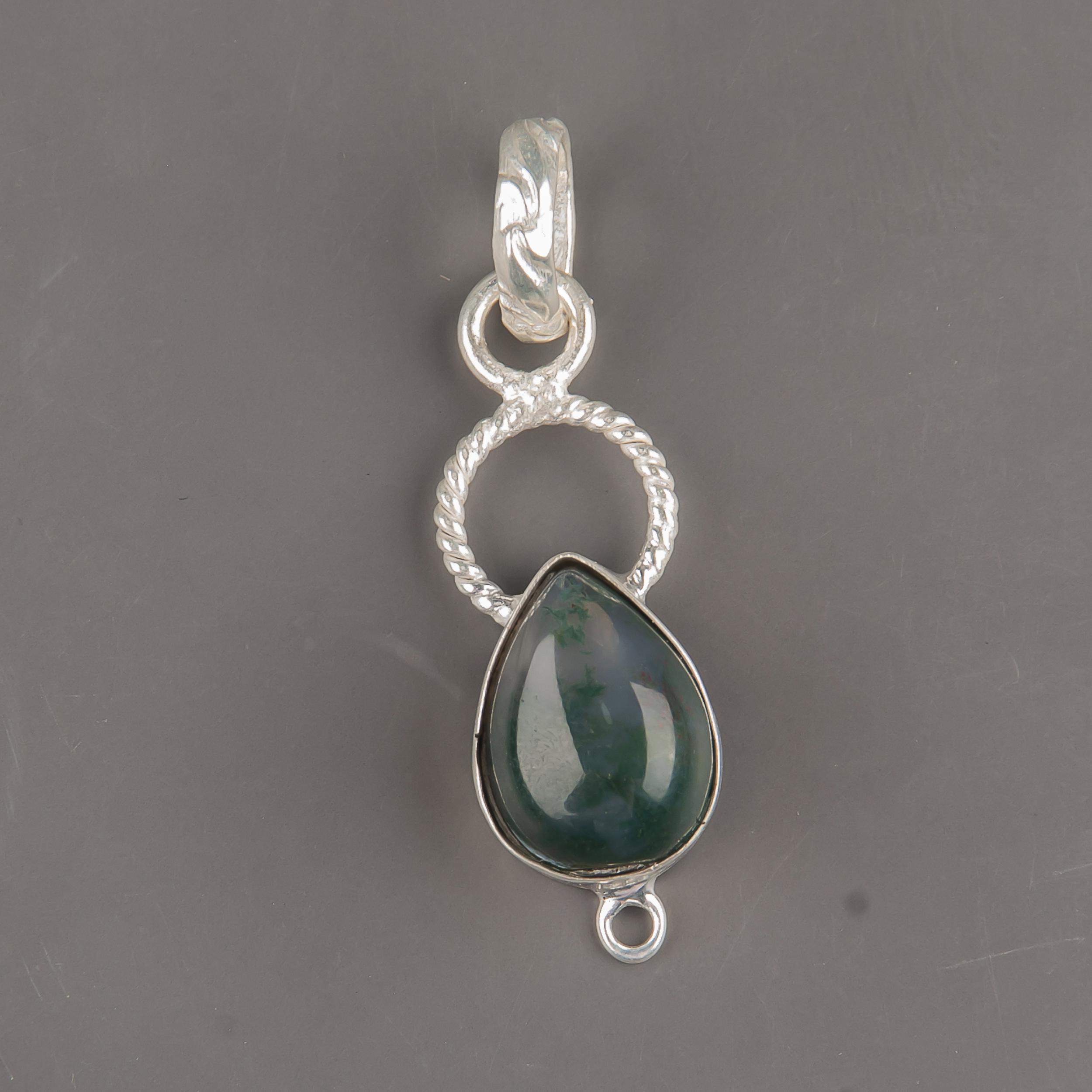 

Moss Agate 925 Solid Sterling Silver Pendant, Handmade Gemstone Pendant Jewelry, Gifts For Wife Brand New Pendant 1.40 Inches зелений