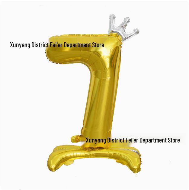 32-Inch Ins Style Digital Standing Crown Base Foil Balloon for Children s First Birthday
