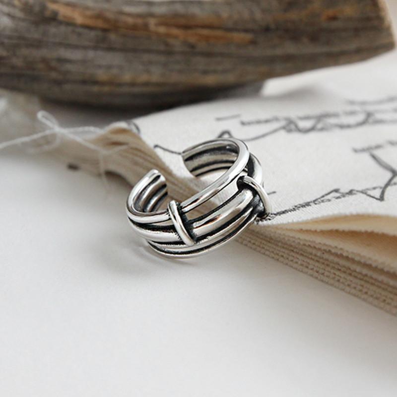 Korean Style Old Multi-layered Ring Ring for Women, Simple Geometric Braided Open Ring, Ring Jewelry