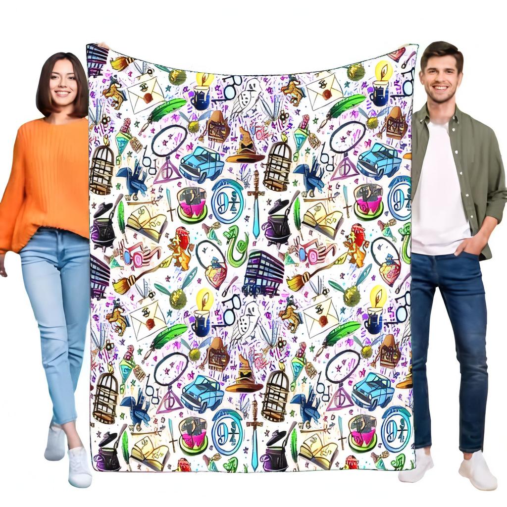 Colorful Cartoon Science Blanket Soft Cozy Bed Sofa Throw for Kids Birthday Gift Lightweight and Warm Home Decor