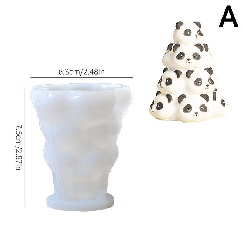 

Симпатичная 3D панда кошка стерео штабелированная свеча форма маленький медведь свеча смола изготовление картины гипс кукольная комната декор