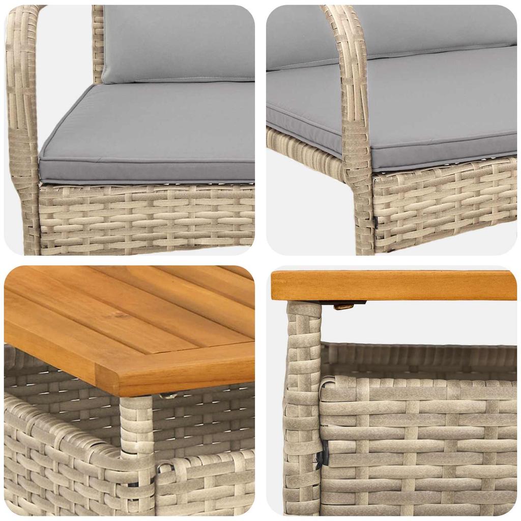 Garden Set Beige Poly Rattan