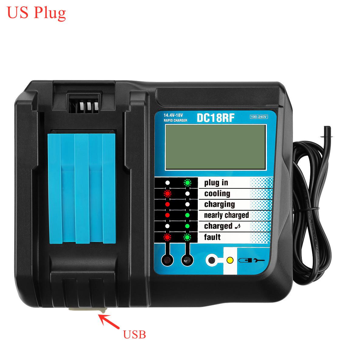 

Новое зарядное устройство DC18RF для литий-ионных аккумуляторов, ток зарядки 3 А для Makita 14,4 В 18 В BL1830 Bl1430 DC18RC DC18RA, электроинструмент с USB