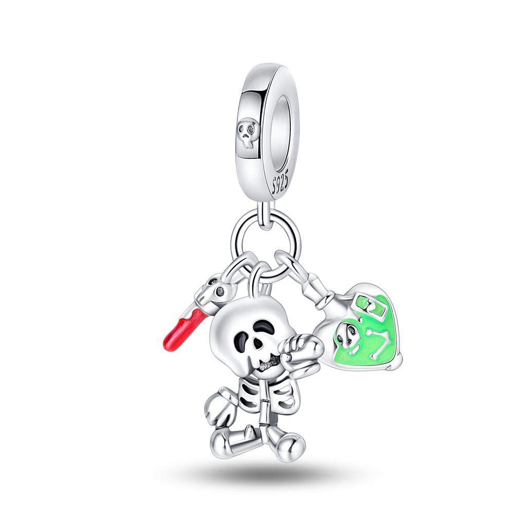 Exquisite Copper Glow Dark Pumpkin Skull Black Cat Halloween Pendant Beads Fit Diy Bracelet Necklace Party Favors